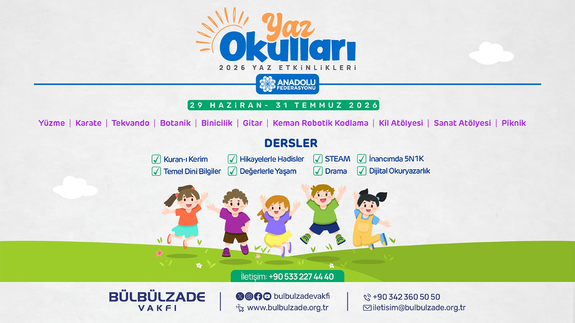 Bülbülzade Vakfı 2026 Yaz Okulları Kapılarını Açıyor